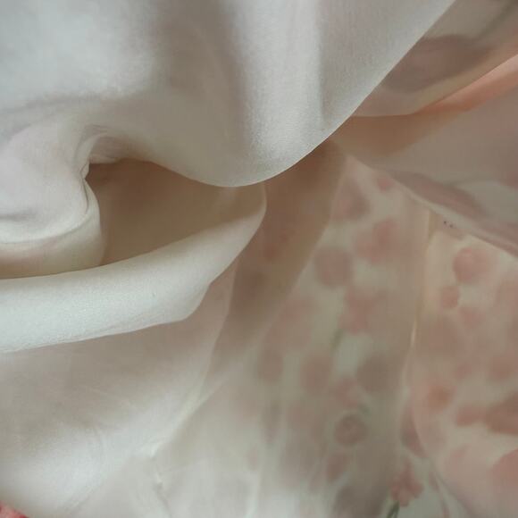 Sipos New York Womens Floral Chiffon Knee Length Sleeveless Pink/Ivory Dress XS - Picture 9 of 9